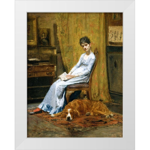 The Artists Wife and His Setter Dog White Modern Wood Framed Art Print by Eakins, Thomas