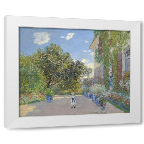 The Artist’s House at Argenteuil White Modern Wood Framed Art Print by Monet, Claude