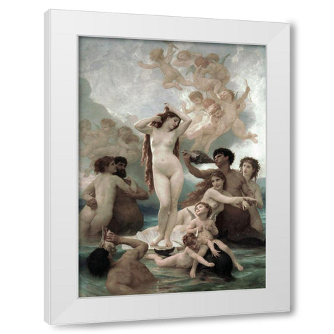 The Birth of Venus White Modern Wood Framed Art Print by Bouguereau, William-Adolphe