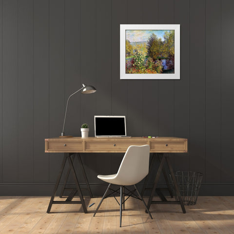 Corner of the Garden at Montgeron White Modern Wood Framed Art Print by Monet, Claude