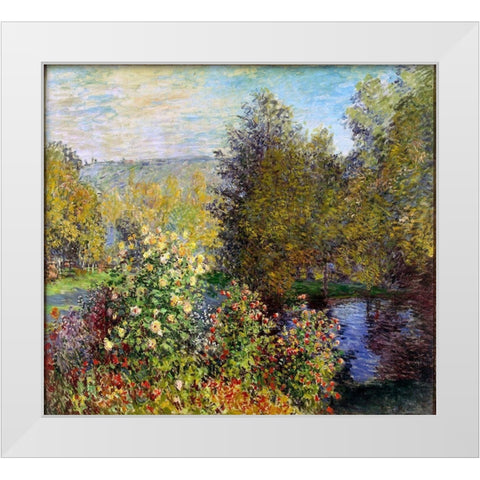 Corner of the Garden at Montgeron White Modern Wood Framed Art Print by Monet, Claude