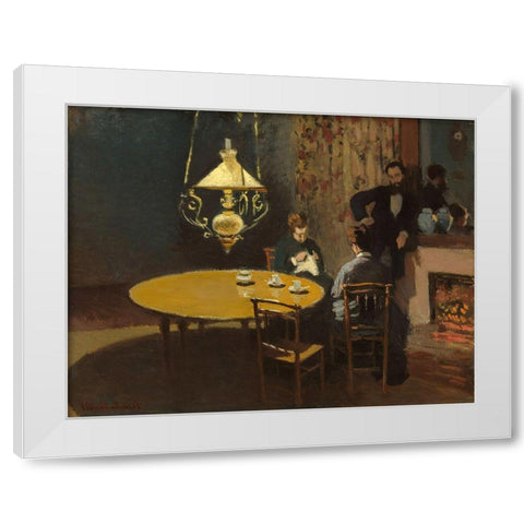 Interior, after Dinner White Modern Wood Framed Art Print by Monet, Claude