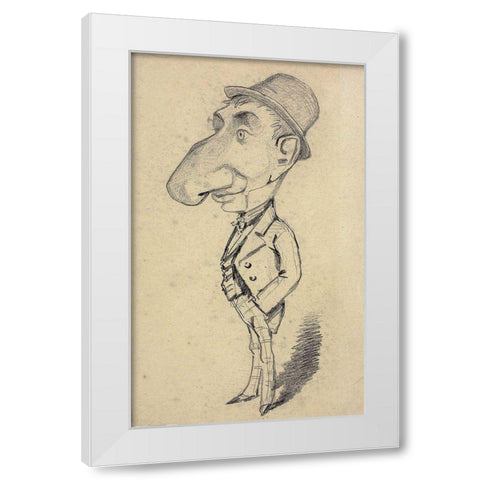 Caricature of a Man with a Large Nose White Modern Wood Framed Art Print by Monet, Claude