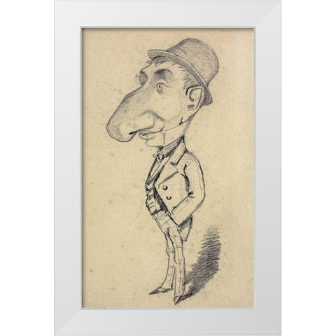 Caricature of a Man with a Large Nose White Modern Wood Framed Art Print by Monet, Claude