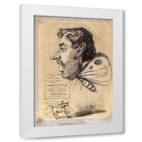 Caricature of Jules Didier (“Butterfly Manâ€) White Modern Wood Framed Art Print by Monet, Claude