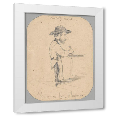Caricature of a Man in the Small Hat White Modern Wood Framed Art Print by Monet, Claude