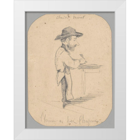 Caricature of a Man in the Small Hat White Modern Wood Framed Art Print by Monet, Claude