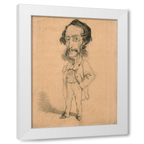 Caricature of Mario Uchard White Modern Wood Framed Art Print by Monet, Claude