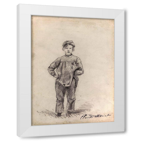 Boy in the Country White Modern Wood Framed Art Print by Monet, Claude