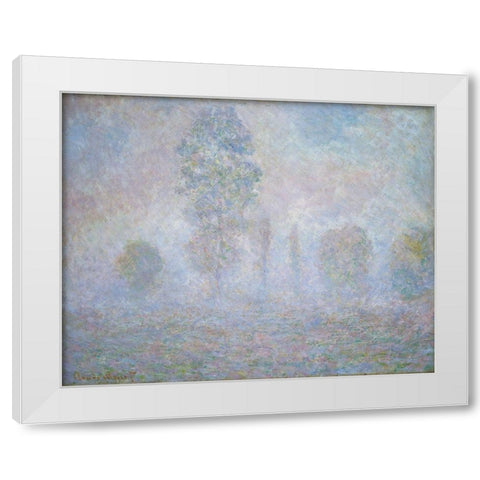 Morning Haze White Modern Wood Framed Art Print by Monet, Claude