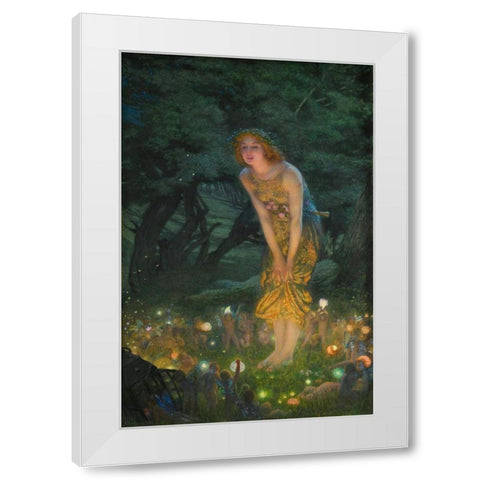 Midsummer Eve White Modern Wood Framed Art Print by Hughes, Edward Robert