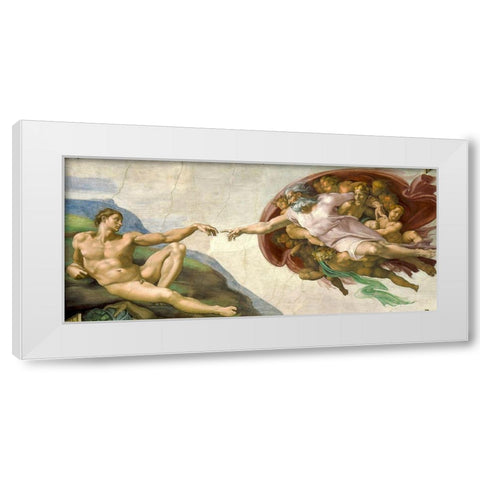 The Creation of Adam White Modern Wood Framed Art Print by Michelangelo