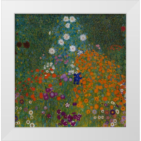 Farmers Garden White Modern Wood Framed Art Print by Klimt, Gustav