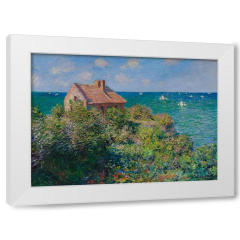 Fishermans Cottage White Modern Wood Framed Art Print by Monet, Claude