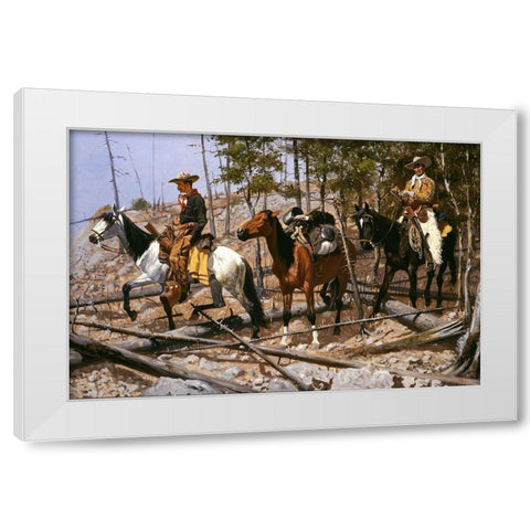 Prospecting for Cattle Range White Modern Wood Framed Art Print by Remington, Frederic