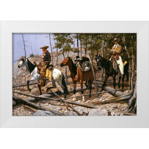 Prospecting for Cattle Range White Modern Wood Framed Art Print by Remington, Frederic