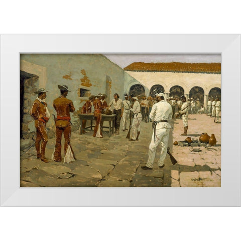 The Mier Expedition The Drawing of the Black Bean White Modern Wood Framed Art Print by Remington, Frederic
