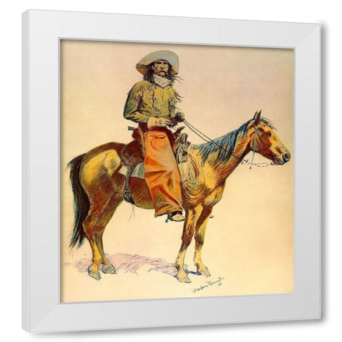 Arizona cowboy White Modern Wood Framed Art Print by Remington, Frederic