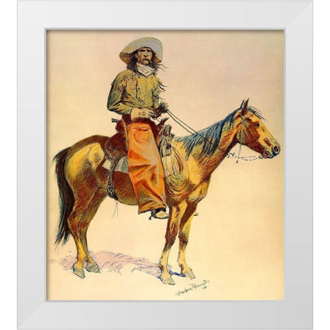 Arizona cowboy White Modern Wood Framed Art Print by Remington, Frederic