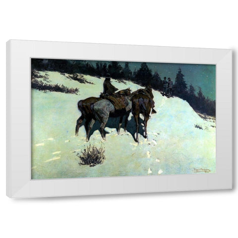 A Reconnaissance White Modern Wood Framed Art Print by Remington, Frederic