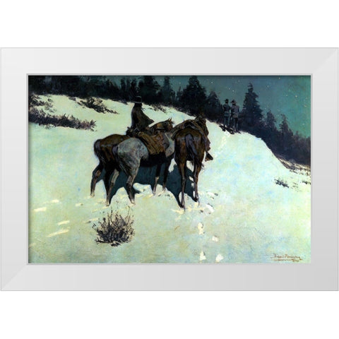A Reconnaissance White Modern Wood Framed Art Print by Remington, Frederic