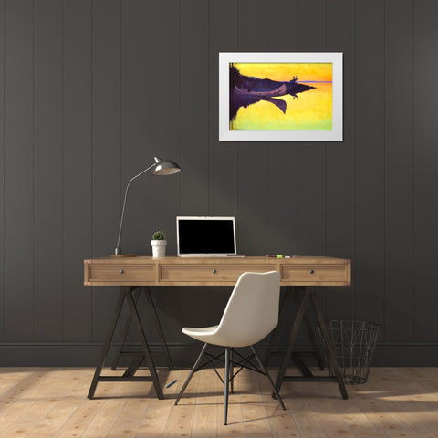 Coming to the Call White Modern Wood Framed Art Print by Remington, Frederic