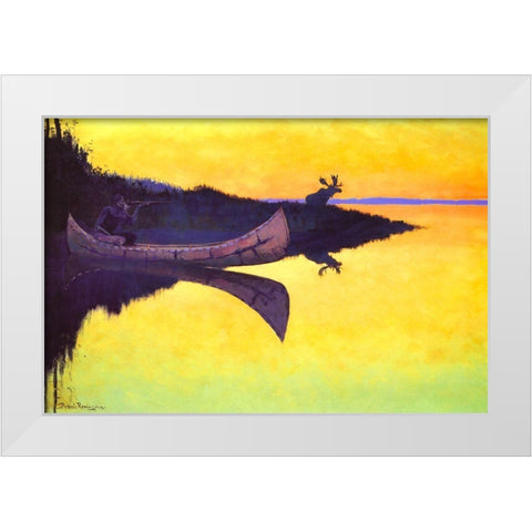 Coming to the Call White Modern Wood Framed Art Print by Remington, Frederic