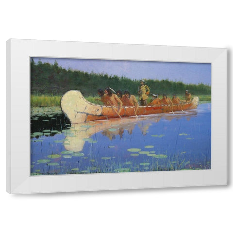 Radisson and Groseilliers White Modern Wood Framed Art Print by Remington, Frederic