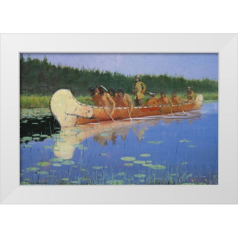 Radisson and Groseilliers White Modern Wood Framed Art Print by Remington, Frederic