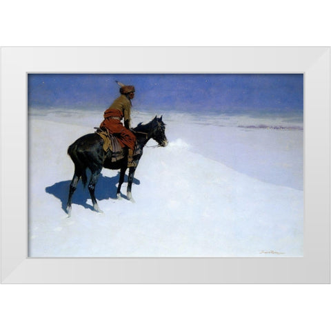 The Scout, Friends or Foes White Modern Wood Framed Art Print by Remington, Frederic