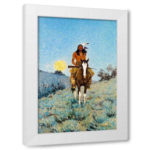 The Outlier White Modern Wood Framed Art Print by Remington, Frederic