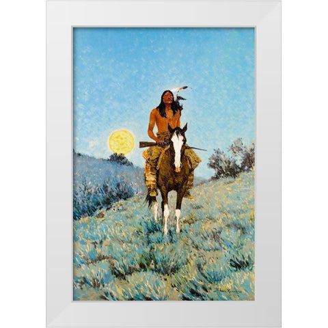 The Outlier White Modern Wood Framed Art Print by Remington, Frederic