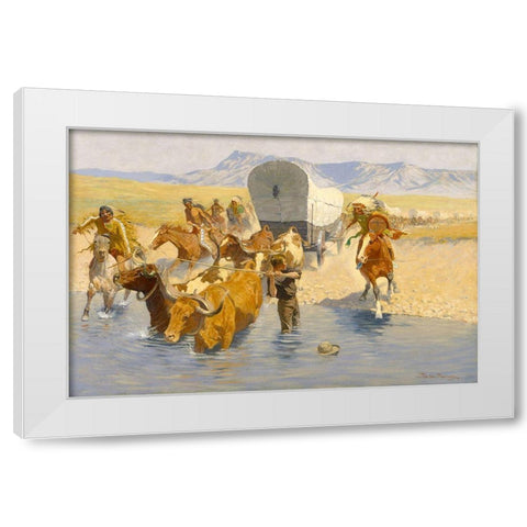 The Emigrants White Modern Wood Framed Art Print by Remington, Frederic