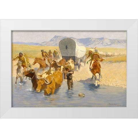 The Emigrants White Modern Wood Framed Art Print by Remington, Frederic