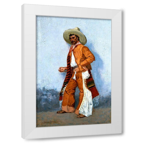 A Vaquero Blue White Modern Wood Framed Art Print by Remington, Frederic
