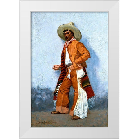 A Vaquero Blue White Modern Wood Framed Art Print by Remington, Frederic