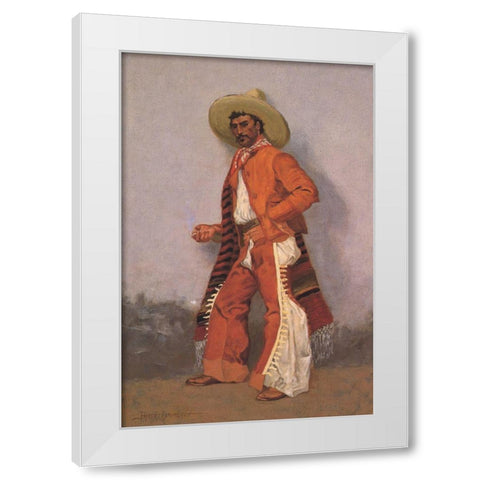 A Vaquero Red White Modern Wood Framed Art Print by Remington, Frederic