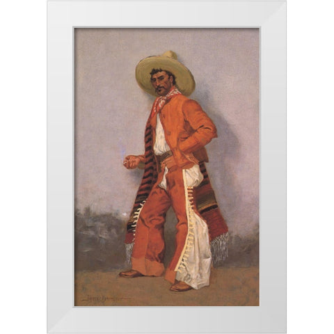 A Vaquero Red White Modern Wood Framed Art Print by Remington, Frederic