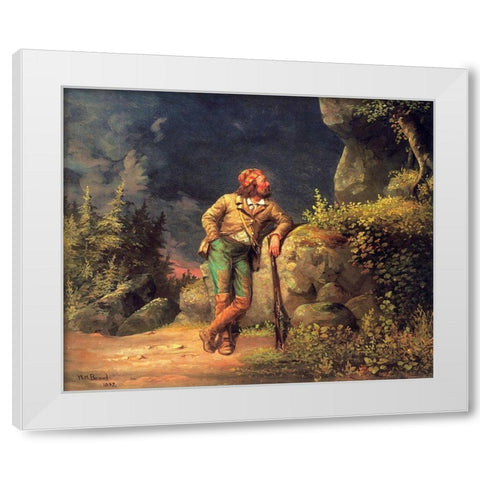 The Trapper White Modern Wood Framed Art Print by Beard, William Holbrook