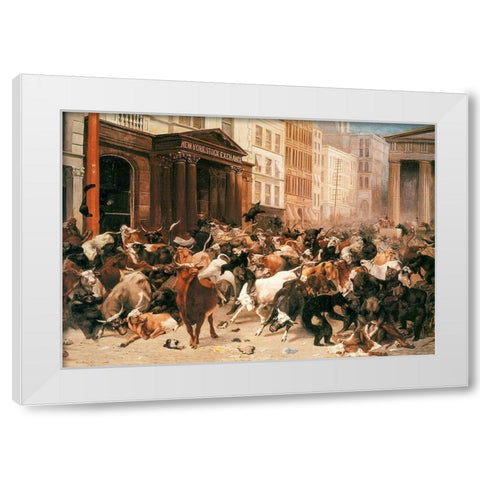 Bulls and Bears in the Market White Modern Wood Framed Art Print by Beard, William Holbrook