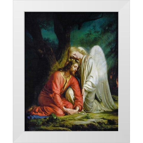 Christ in Gethsemane White Modern Wood Framed Art Print by Bloch, Carl