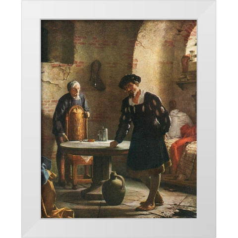 Christian II imprisoned in the tower at Sonderborg castle White Modern Wood Framed Art Print by Bloch, Carl
