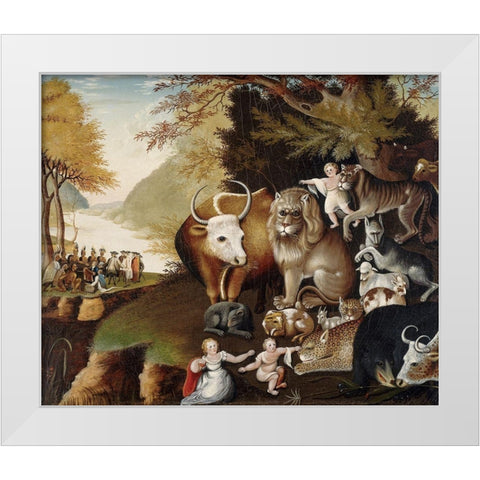 The Peaceable Kingdom (II) White Modern Wood Framed Art Print by Hicks, Edward