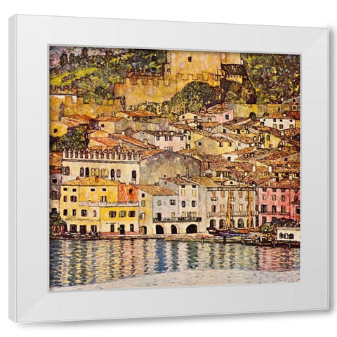 Malcesine On Lake Garda 1913 White Modern Wood Framed Art Print by Klimt, Gustav