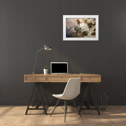 Meats Not Meat Til Its In The Pan White Modern Wood Framed Art Print by Russell, Charles Marion