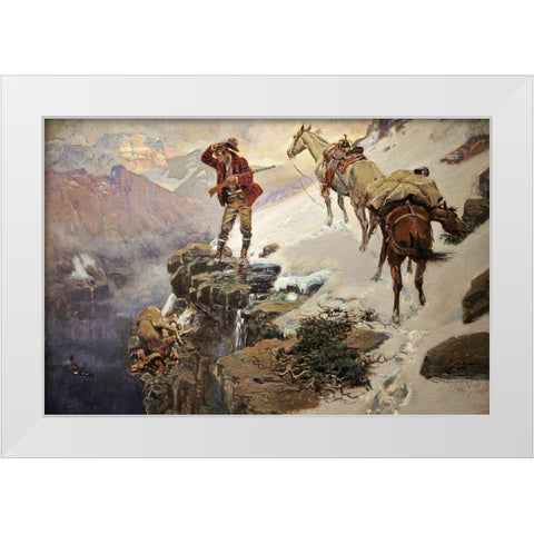 Meats Not Meat Til Its In The Pan White Modern Wood Framed Art Print by Russell, Charles Marion