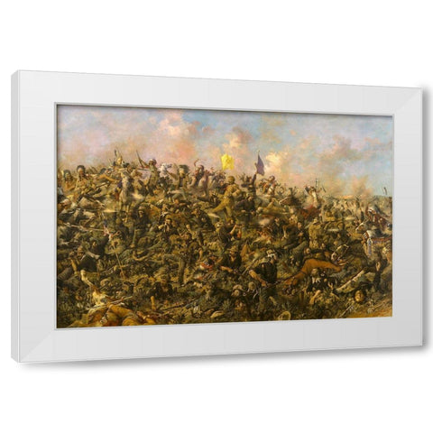 Custers Last Stand White Modern Wood Framed Art Print by Edgar Samuel Paxson