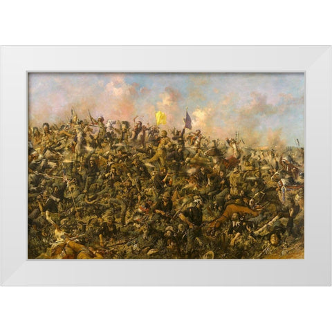 Custers Last Stand White Modern Wood Framed Art Print by Edgar Samuel Paxson