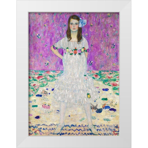 Mada Primavesi White Modern Wood Framed Art Print by Klimt, Gustav