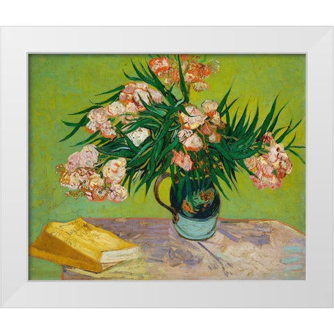 Oleanders (1888) White Modern Wood Framed Art Print by Van Gogh, Vincent